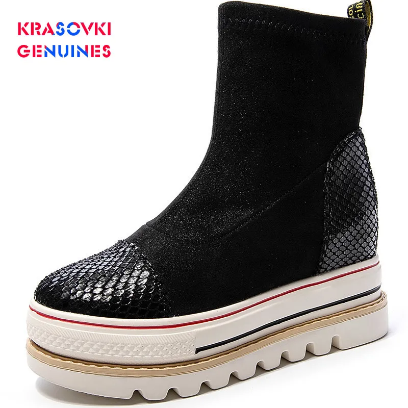 Fujin/2020 г. женские ботинки Зимние ботильоны из натуральной кожи модные