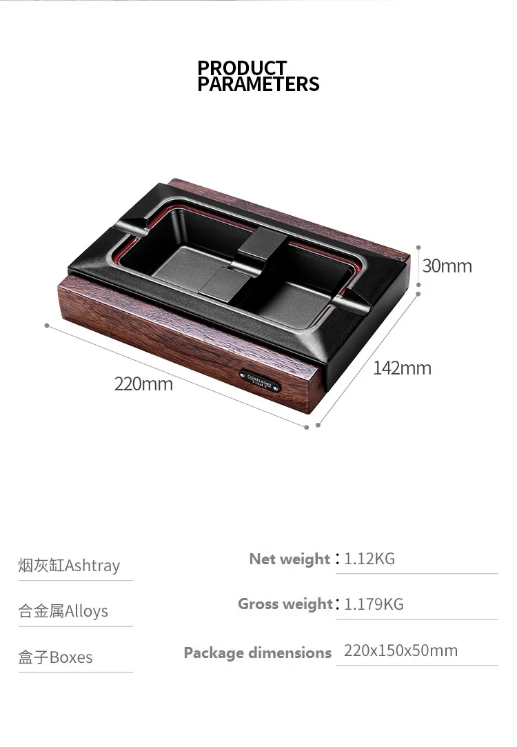 Пепельница для сигар металлическая пепельница из массива дерева с двойным пазом