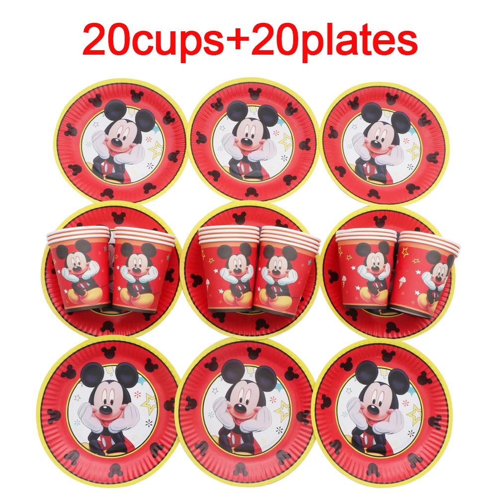 

Воздушный шар «Микки Маус» Disney для мальчиков, Детская декоративная бумажная чашка, ложка, вилка, одноразовая посуда для будущей мамы