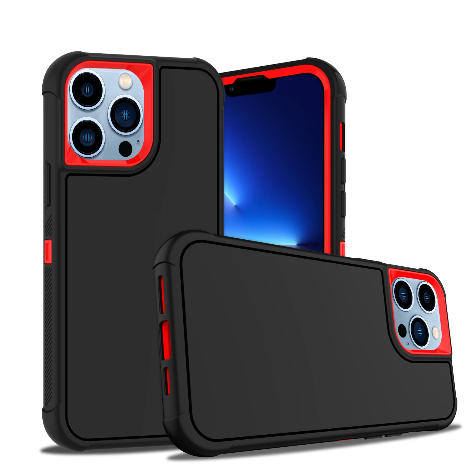 

Suitable For Iphone 12 Solid Color Three-In-One Mobile Phone Shell Iphone 11 Sliding Sleeve Bracket Thickening Anti-Fall Shell