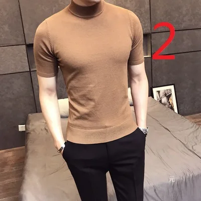 

Summer ice silk short-sleeved t-shirt male v-neck tide brand thin mulberry silk jacket men's hollow