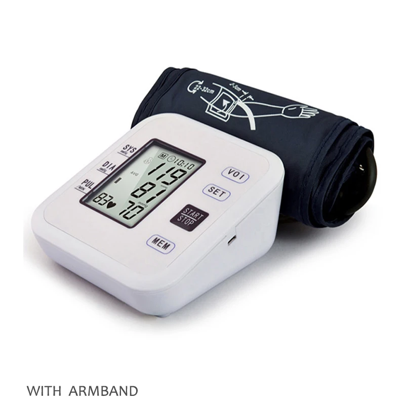 

Automatic Digital Arm Blood Pressure Monitor Backlight LCD Voice Heart Beat Rate Pulse Meter Sphygmomanometer Pulsometer Measure