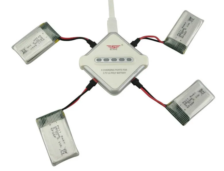 

4PCS * 3.7V 850mAh Battery & 4 in 1 USB Charger for SYMA X54HW X54HC Remote Control Quadcopter Accessories Parts