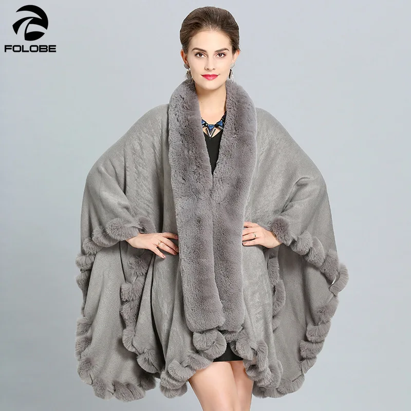 Большой размер имитация лисьего меха воротник шаль плащ куртка женская 2020 новое
