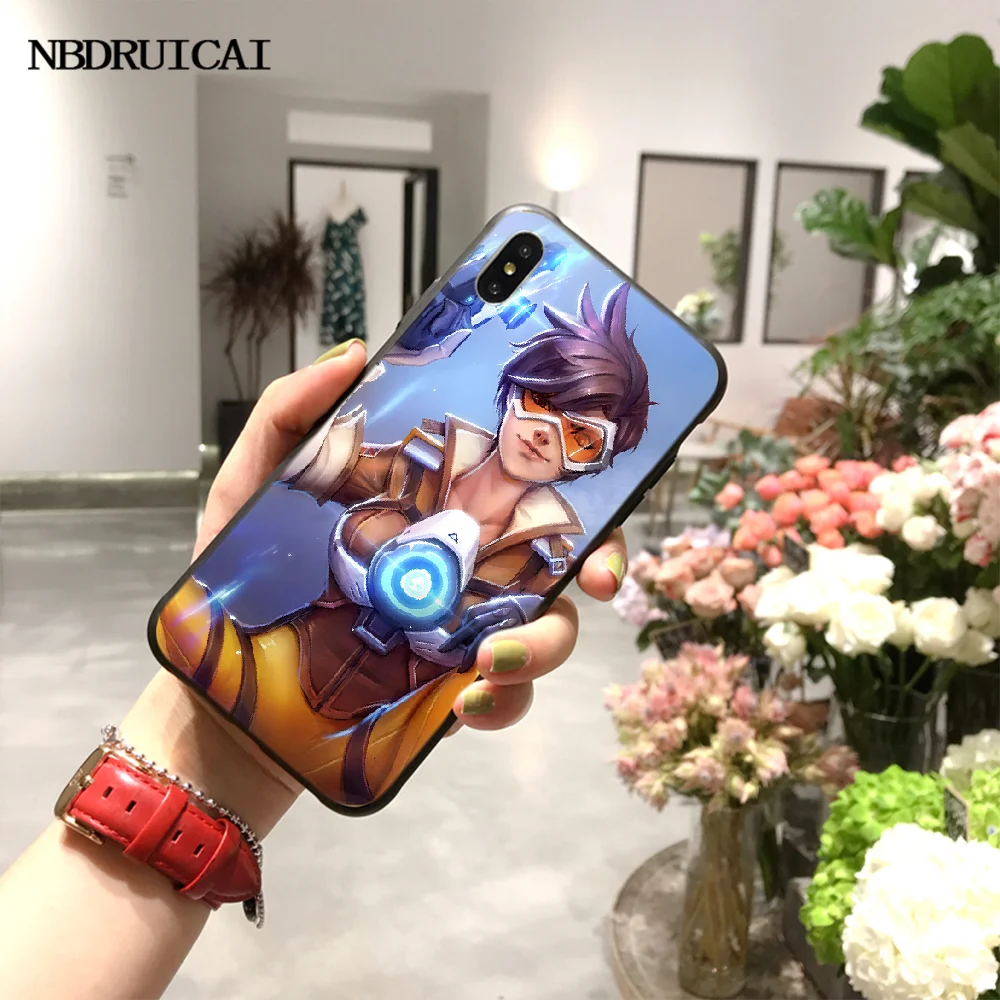 

NBDRUICAI Hot Overwatch ow Game Black TPU Soft Rubber Phone Cover for iPhone 11 pro XS MAX 8 7 6 6S Plus X 5S SE XR case