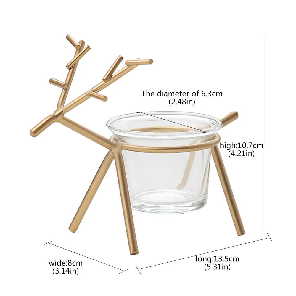 Скандинавские подсвечники с железным оленем подсвечник стеклянной чашкой для