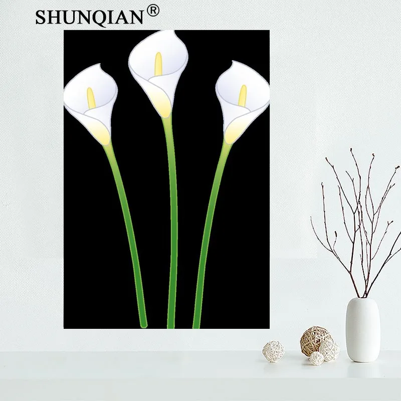 Custom Canvas Wall Decor Calla lily Colorful Poster Cloth Silk Fabric Posters And prints Home Painting | Дом и сад