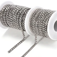 1meter stainless steel cuban chain for jewelry making bulk thick flat link chains diy punk necklace hiphop bracelet accessories
