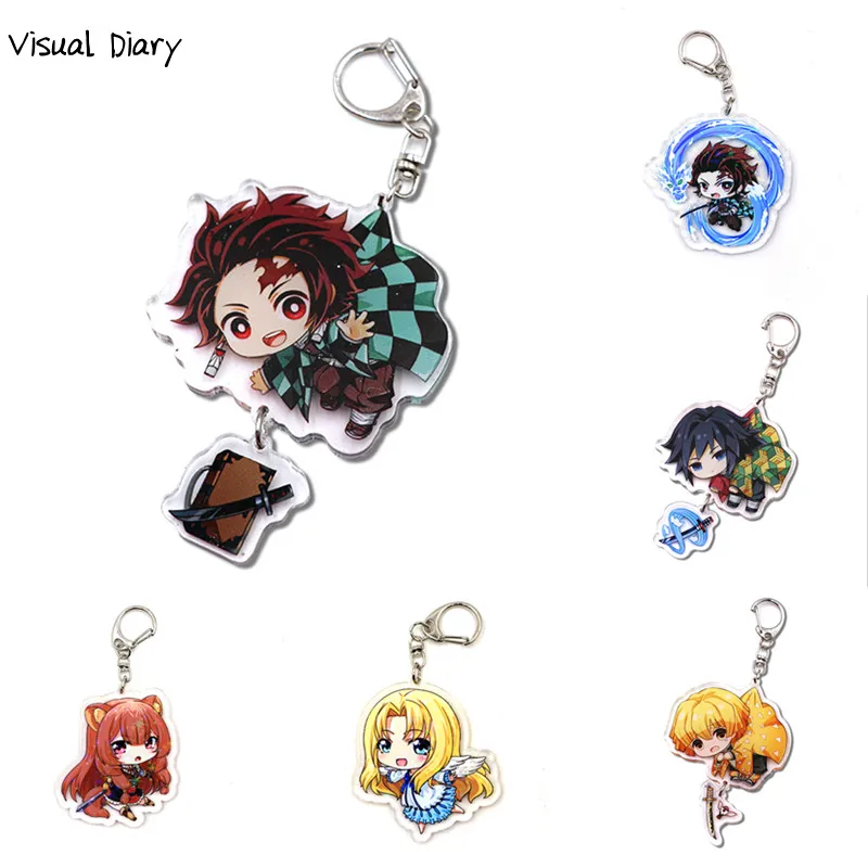

Anime Demon Slayer Acrylic Cosplay Cute Keychain The Blade of The Ghost Characters Kamado Tanjirou Pendant Keyring Charm Gift