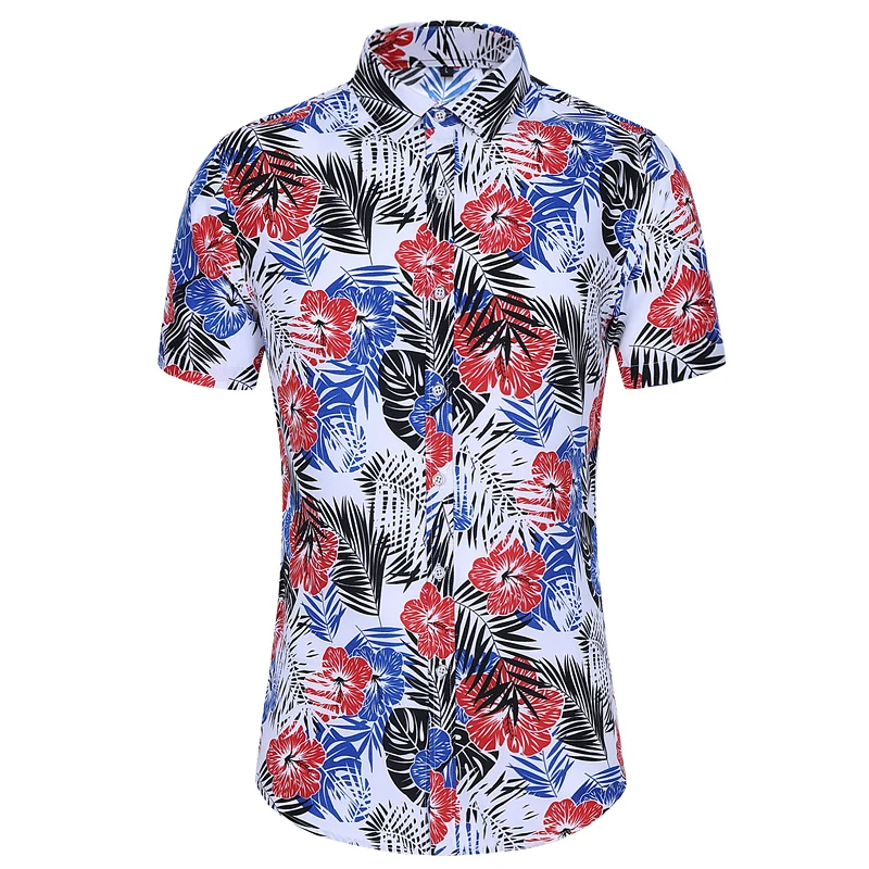 Men's Short-Sleeve Shirts Men Casual Floral Print  Holiday Vacation  Blouses Tops  Clothing  large size 6XL 7XL