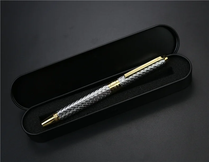silver with box Новая стильная авторучка для девушек, Офисная авторучка, подарки, новая концепция, волнистая текстура, чернильная ручка, 4 цвета на выбор, с подарочной коробкой или без нее - Цвет: silver with box