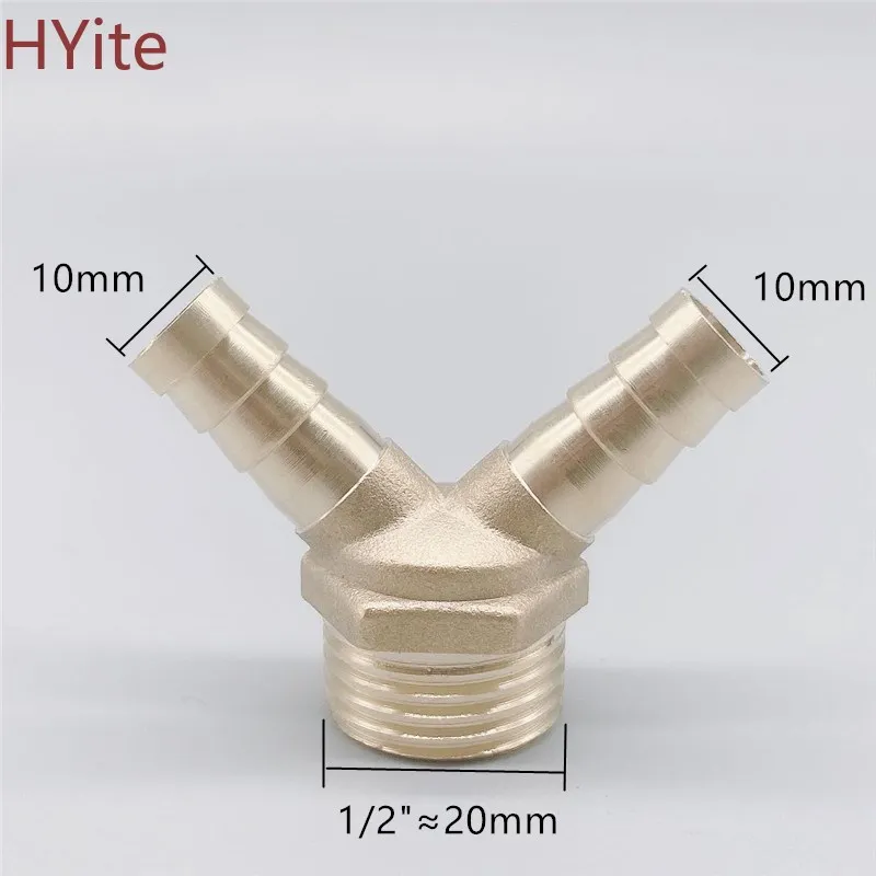 Латунный фитинг с двумя шлангами 1/2 &quotBSP наружная резьба 8 мм/10 мм шланговая