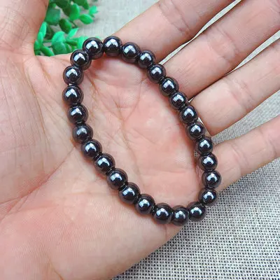 Simple beaded elastic magnetic magnet bracelet black beads therapy health jewelry | Украшения и аксессуары