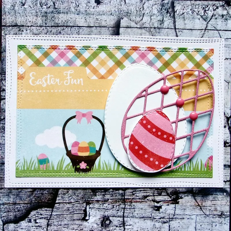 Вырубные штампы сшитые пасхальные яйца фотобумага рукоделие металлический