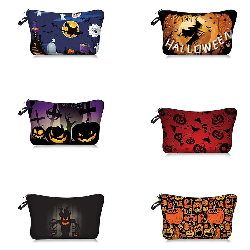 

Halloween Print Pattern Portable Women Travel Storage Bag Toiletries Organize Cosmetic Bag Waterproof Female Make Up Bag