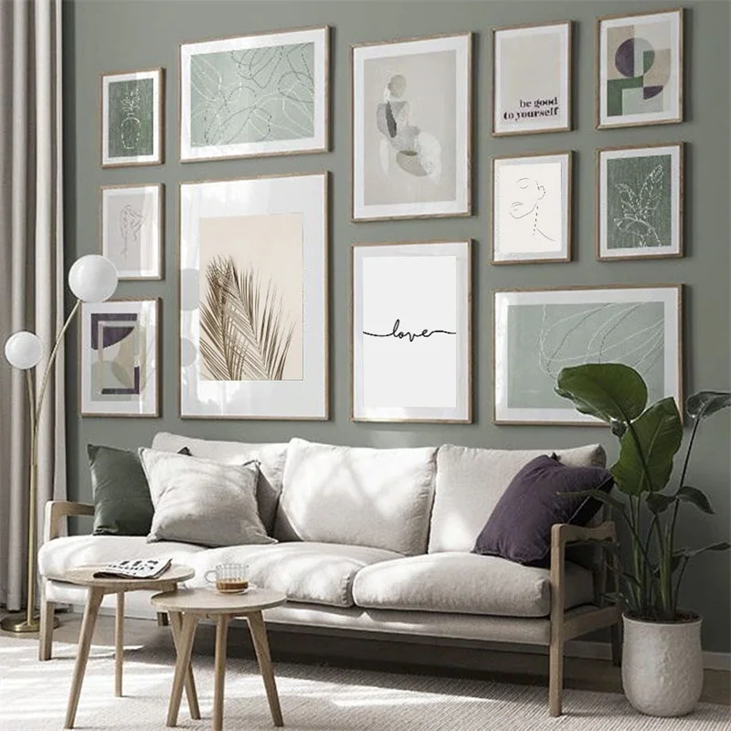 

Abstract Line Body Woman Palm Leaf Plant Nordic Posters And Prints Wall Art Canvas Painting Wall Pictures For Living Room Decor
