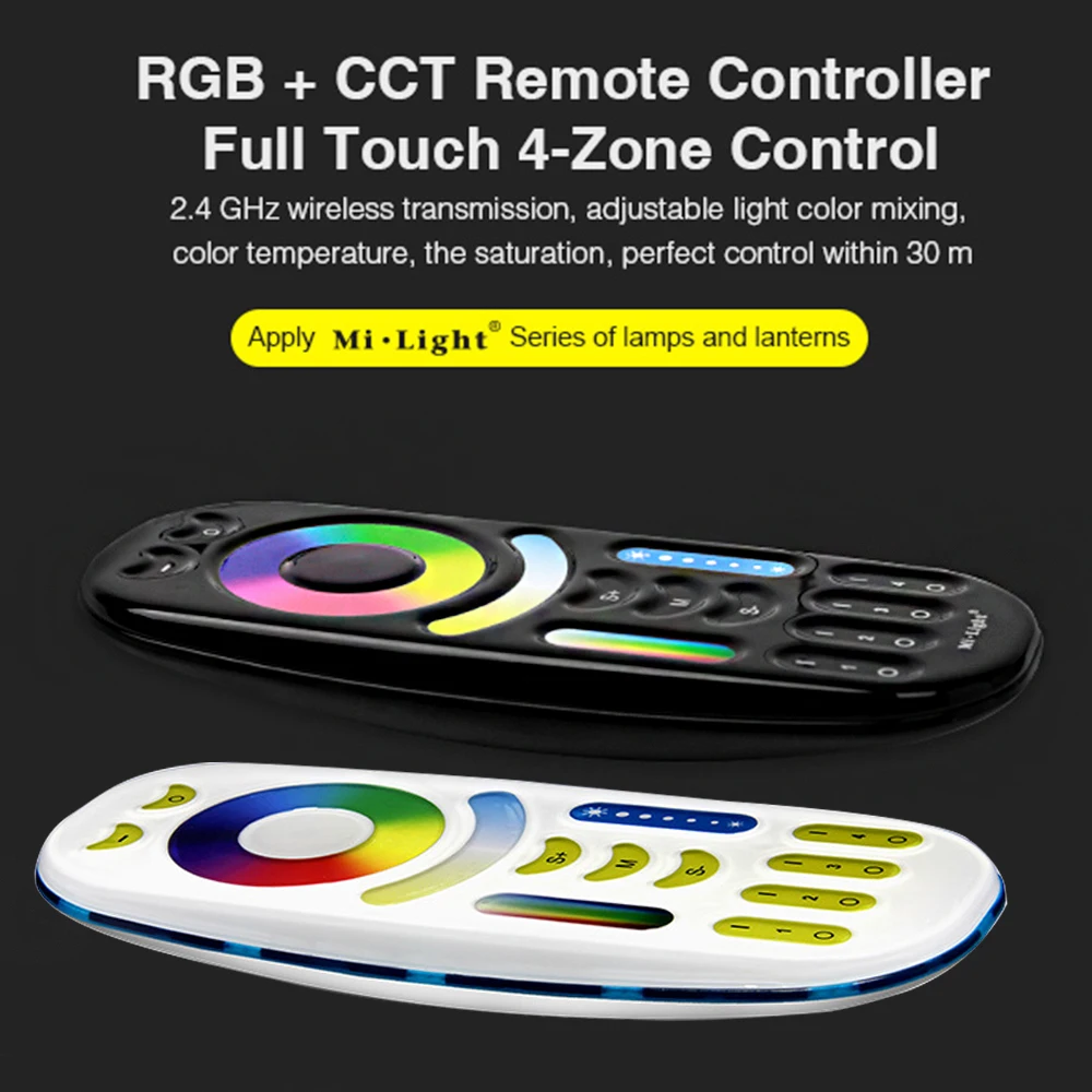 

Miboxer FUT092 2.4G RF Wireless Touch Remote 4-Zone Group RGB+CCT Remote Controller For RGB RGBW RGBCCT Lamps Series