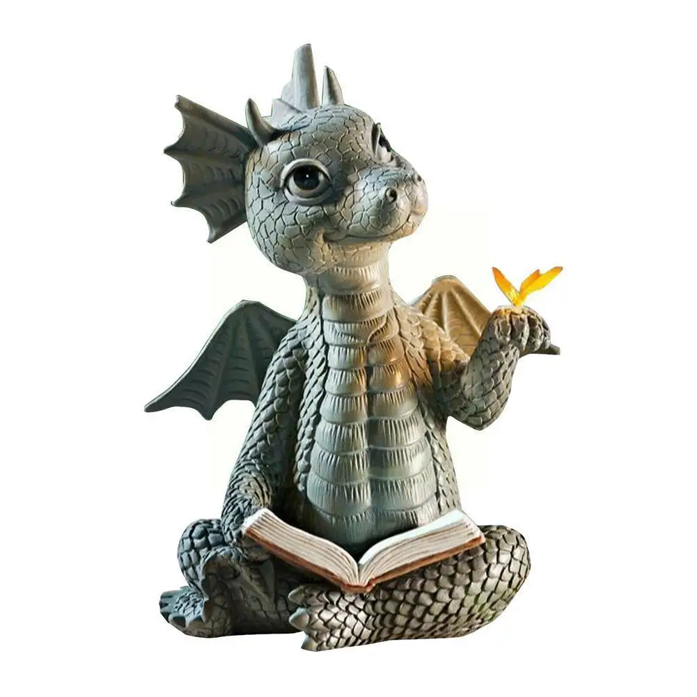 

Dragon Meditation Sculpture Decoration Resin Crafts Meditated Garden Statue Dragon Statue Model Decoration X0q2