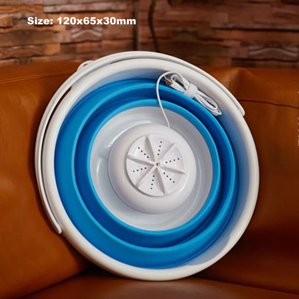 

Mini Portable Ultrasonic Turbine Washing Machine Foldable Bucket Type USB Laundry Clothes Washer Cleaner for Home Travel NEW