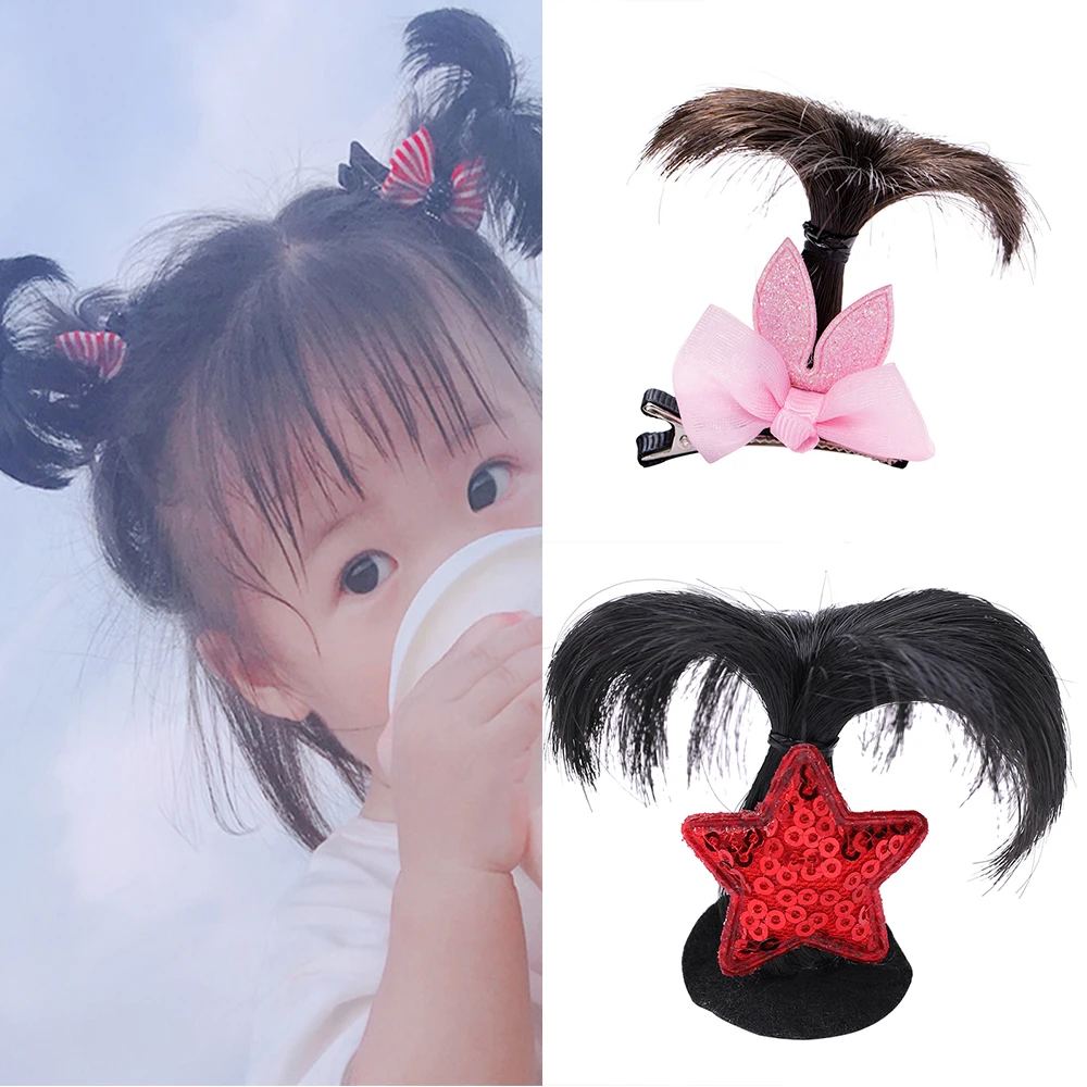 Детские парики заколка для волос детский бант булочка головной убор аксессуары