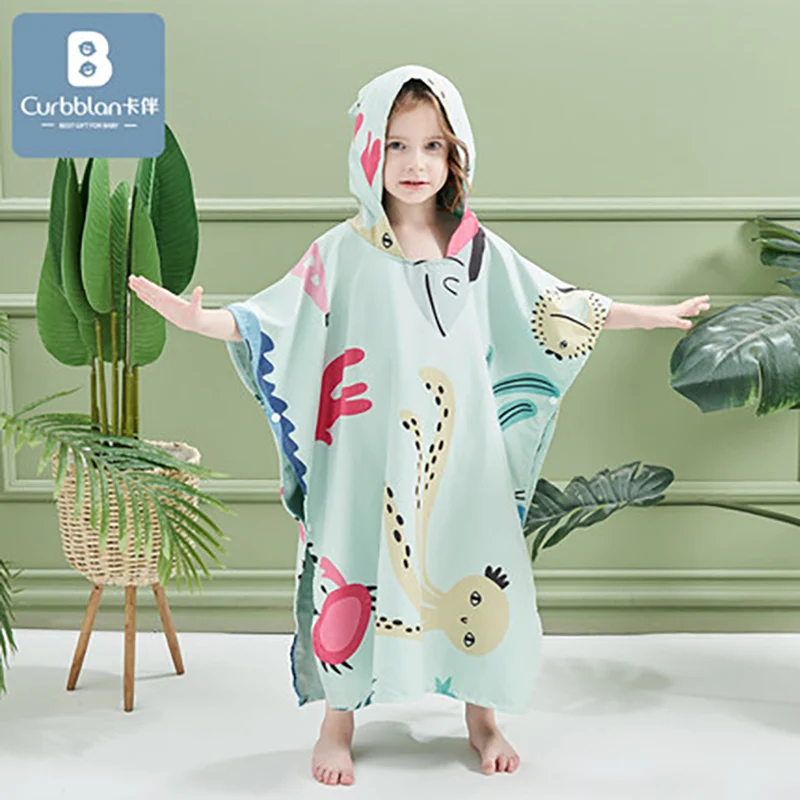 

Curbblan Kids Cute Beach Towel Bathrobe Beaches Quick Dry Funny Bath Towels Children Swimming Portable Breathable Cooling Cloak