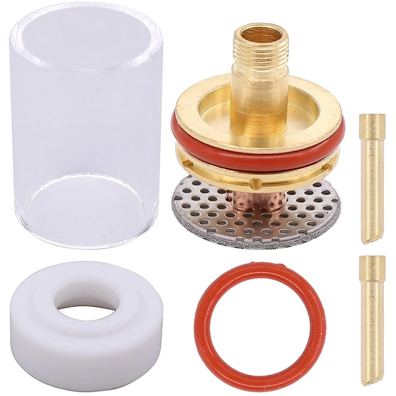 

7PCS TIG Wearing Parts Glass Gas Lens Clamping Sleeve 2.4mm Set for WP 17 18 26 Welding Torch Consumables Accessories