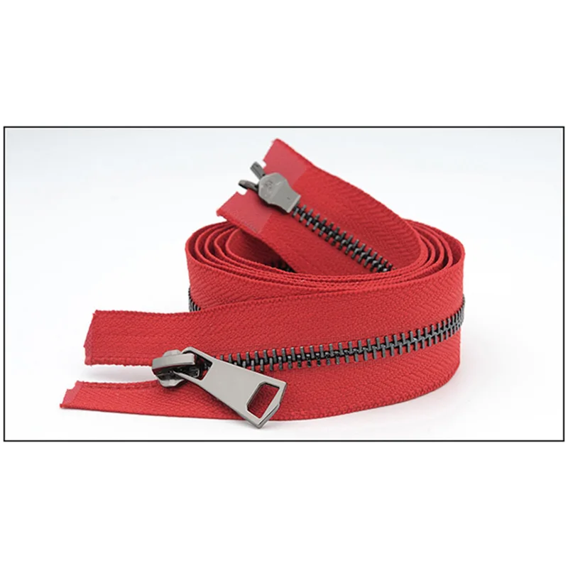 black-red Meetee 120 см 5# Металлические молнии двойной слайдер открытый конец молнии DIY Швейные Инструменты пуховик пальто одежда портной ремонт аксессуары - Цвет: black-red