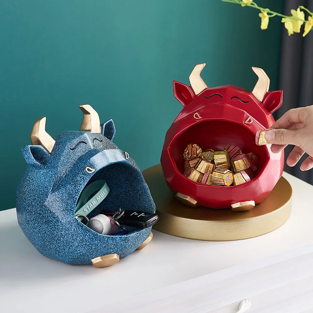 

Creative storage resin cow Ornaments modern home decoration study room living room bedroom storage exquisite decoration gift
