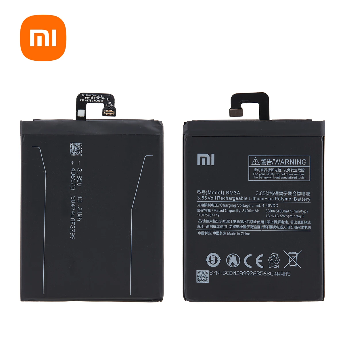 xiao mi 100 orginal bm3a 3400mah battery for xiaomi mi note 3 note3 high quality phone replacement batteries free tools free global shipping