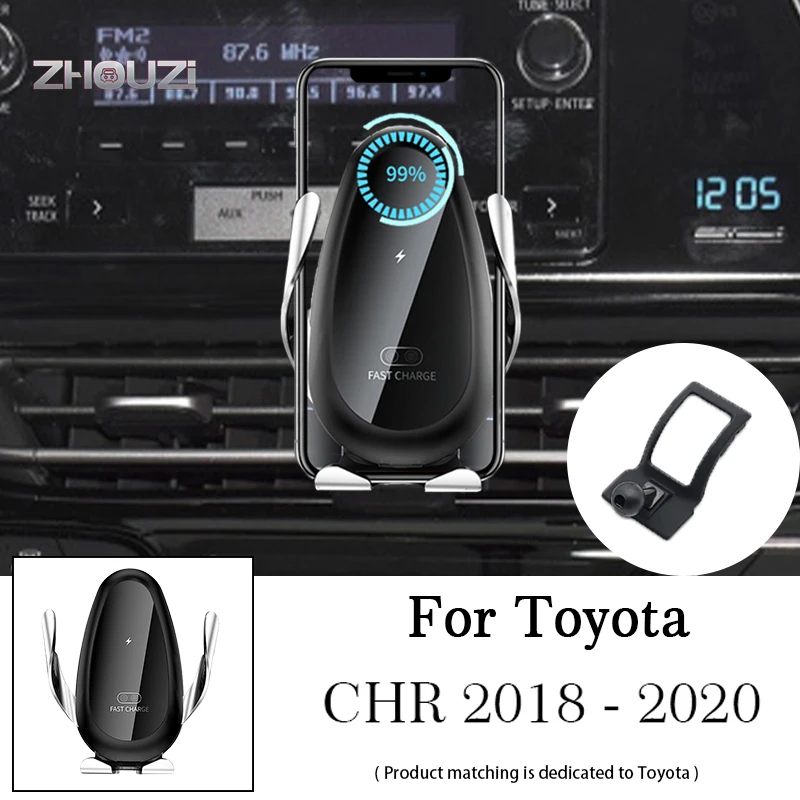 

15W Qi Car Wireless Charger Car Mobile Phone Holder Mounts GPS Stand For Toyota CHR C-HR 2018 2019 2020 Auto Accessories