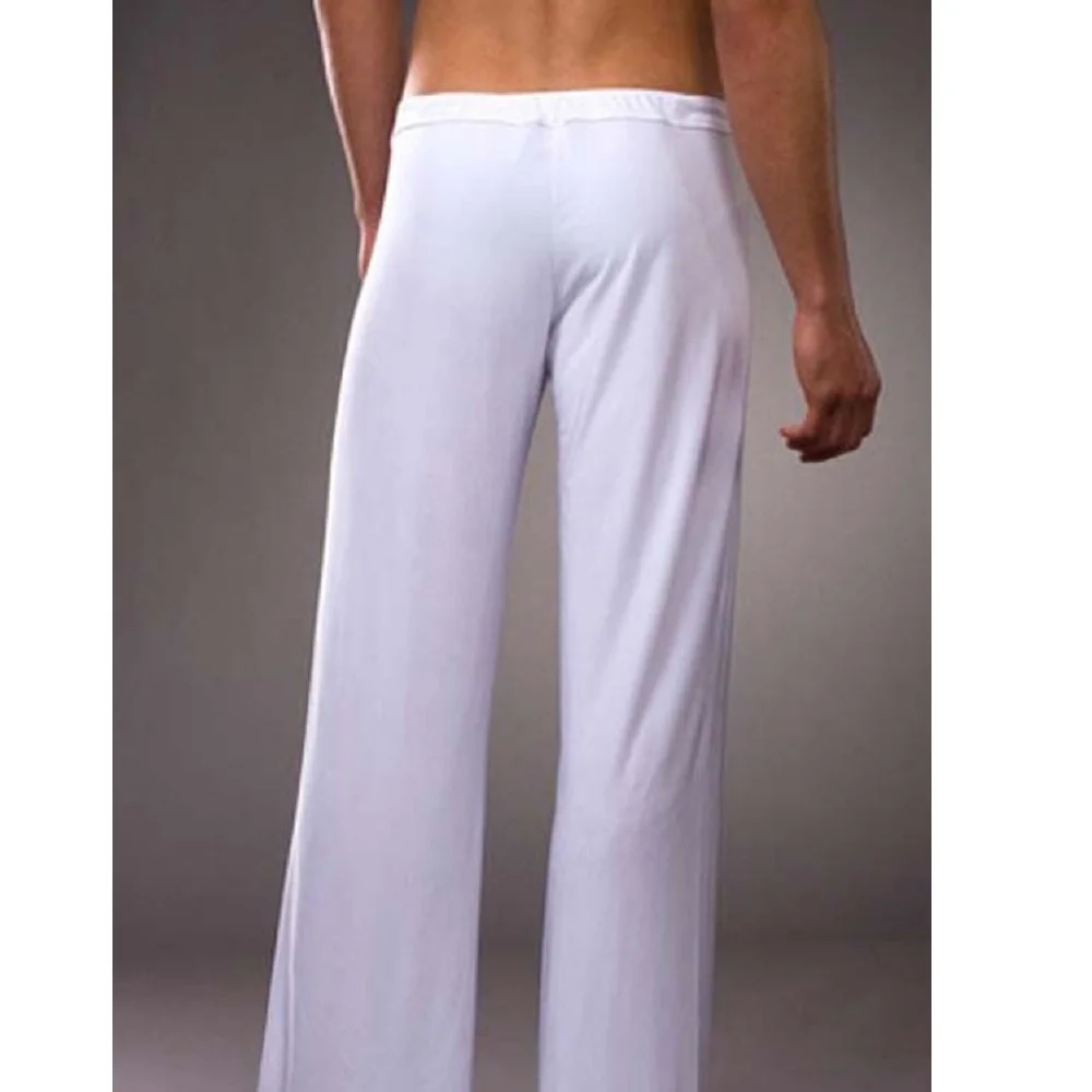 Sexy Men's Mesh Sleep Pants Gauze Traceless Bottoms Yoga Ice Silk Thin Plus Size Breathable Transparent Household | Мужская одежда