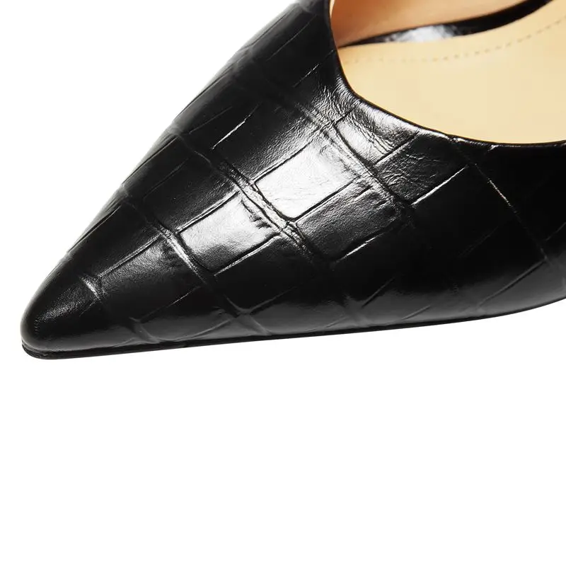 

ALLBITEFO pointed toe real genuine leather women heels shoes high heels fashion sexy stiletto simple basic shoes high heel shoes