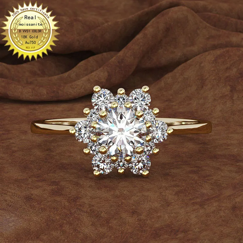 

18K goldr ring 1ct D VVS moissanite ring Engagement&Wedding Jewellery with certificate 010
