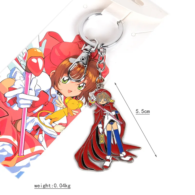 

Card Captor Cardcaptor Keychains Sakura 6 Pendants Metal Key Chains Pendant Wands Anime Bag Charm Girls Like Presents Best