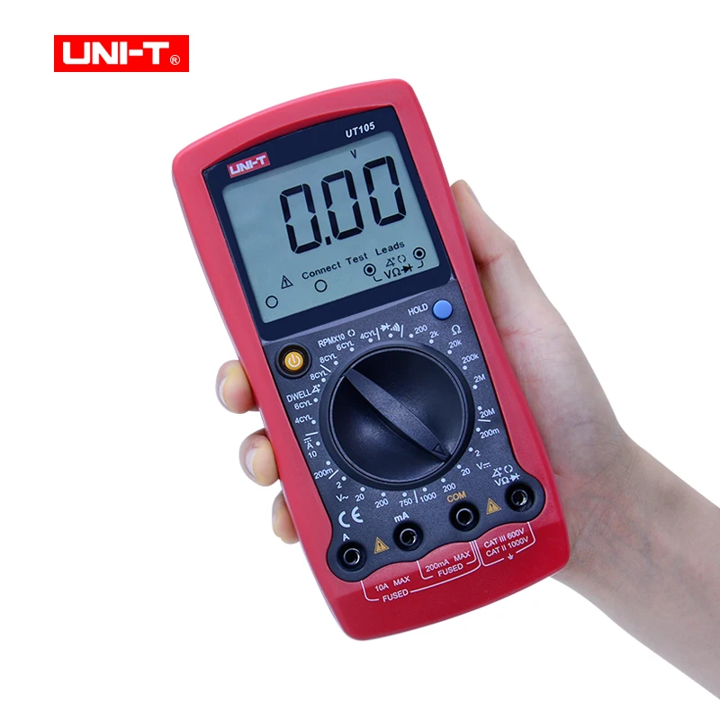 UNI-T UT105 UT107 Automobile Digital Multimeter;AC DC voltage DC current meter;Ohm Frequency Temp tester;Engine speed Measure