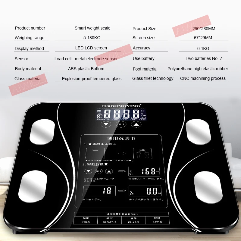 USB зарядка умные весы для домашних животных жира светодиодный цифровой экран на
