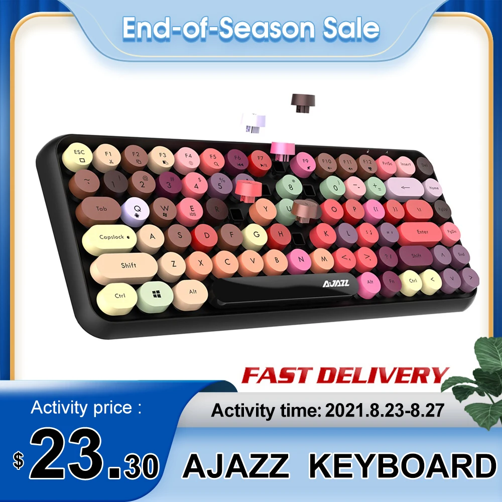 Беспроводная BT клавиатура Ajazz 308i с круглой крышкой подключение Kyeboard 84 клавиши для