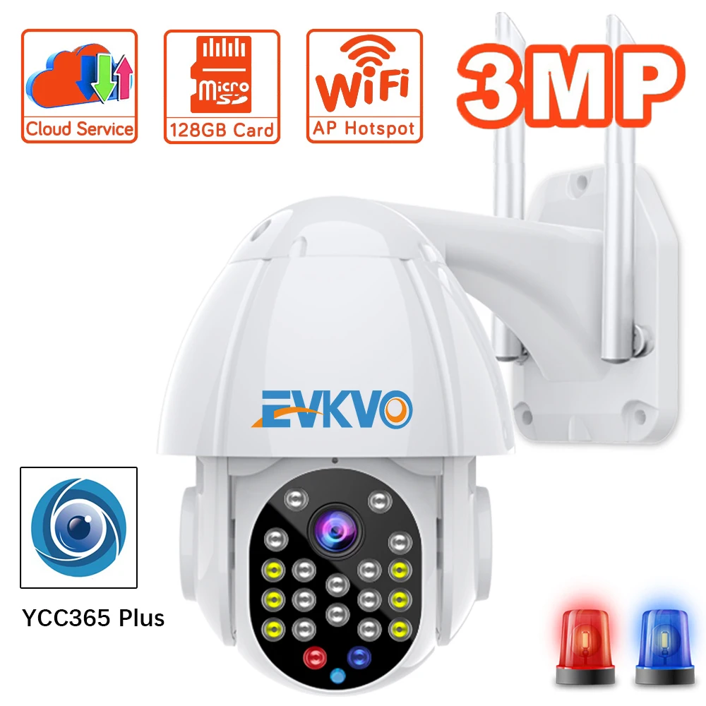 

3MP Wifi PTZ Camera Outdoor Auto Tracking CCTV Home Security IP Camera 4X Digital Zoom Speed Dome Camera Siren Light YCC365 Plus