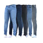 Мужские облегающие джинсы, Эластичные зауженные джинсовые брюки, повседневные Прямые брюки в европейском стиле с полной талией