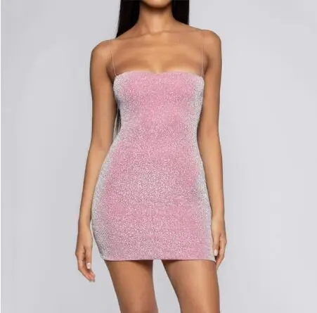 Женское сексуальное платье для ночного клуба тонкое на бретельках облегающее