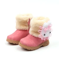 kids winter boots girls plush shoes pink rabbit boots non slip for toddler girl pu leather boots gift