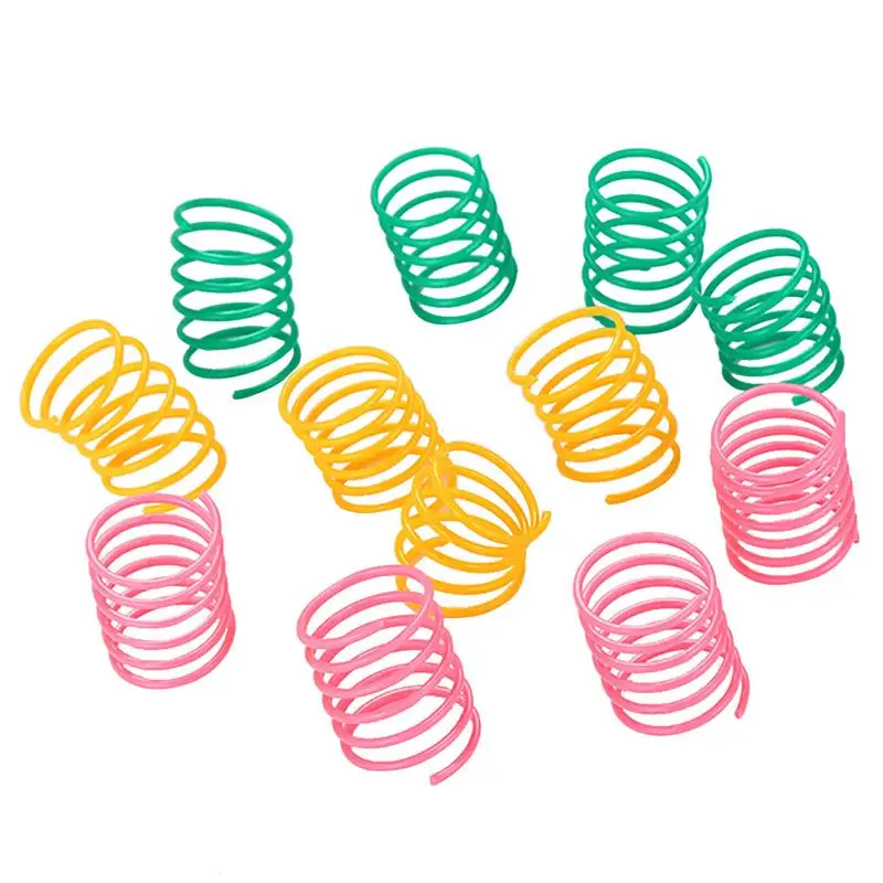 

1 шт., пружинная игрушка для кошек, пластиковые цветные спиральные пружины