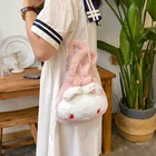 Симпатичная плюшевая Сумка-Кроссбоди с большими ушками в виде кролика, сумка-почтальонка с игрушками, Лолита, Лолита, готика, кавайный кролик, хвост, бант, колокольчики, сумка-мессенджер