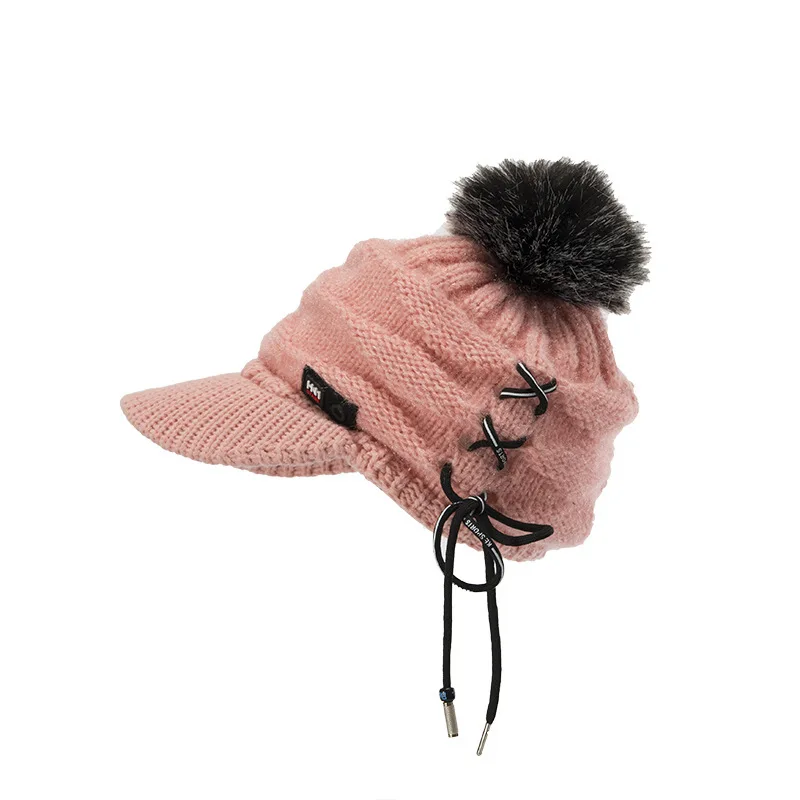 Модная шапка с помпонами для женщин, женские шапки Skullies, теплая меховая женская шапка, зимняя шапка, Брендовая женская шапка