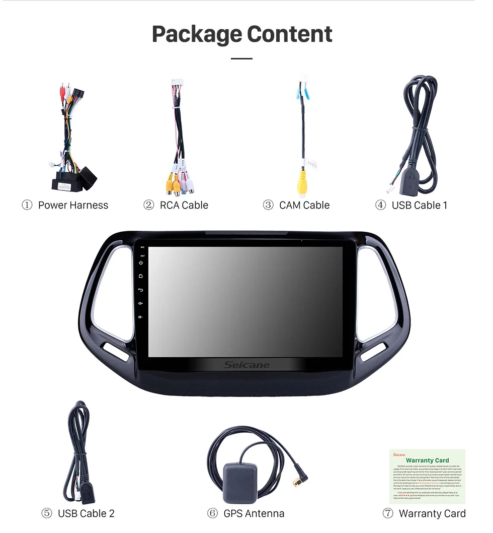 Seicane 2din Android 8,1 автомобильный мультимедийный плеер gps навигация для Jeep Compass стерео wifi Bluetooth DVR USB gps