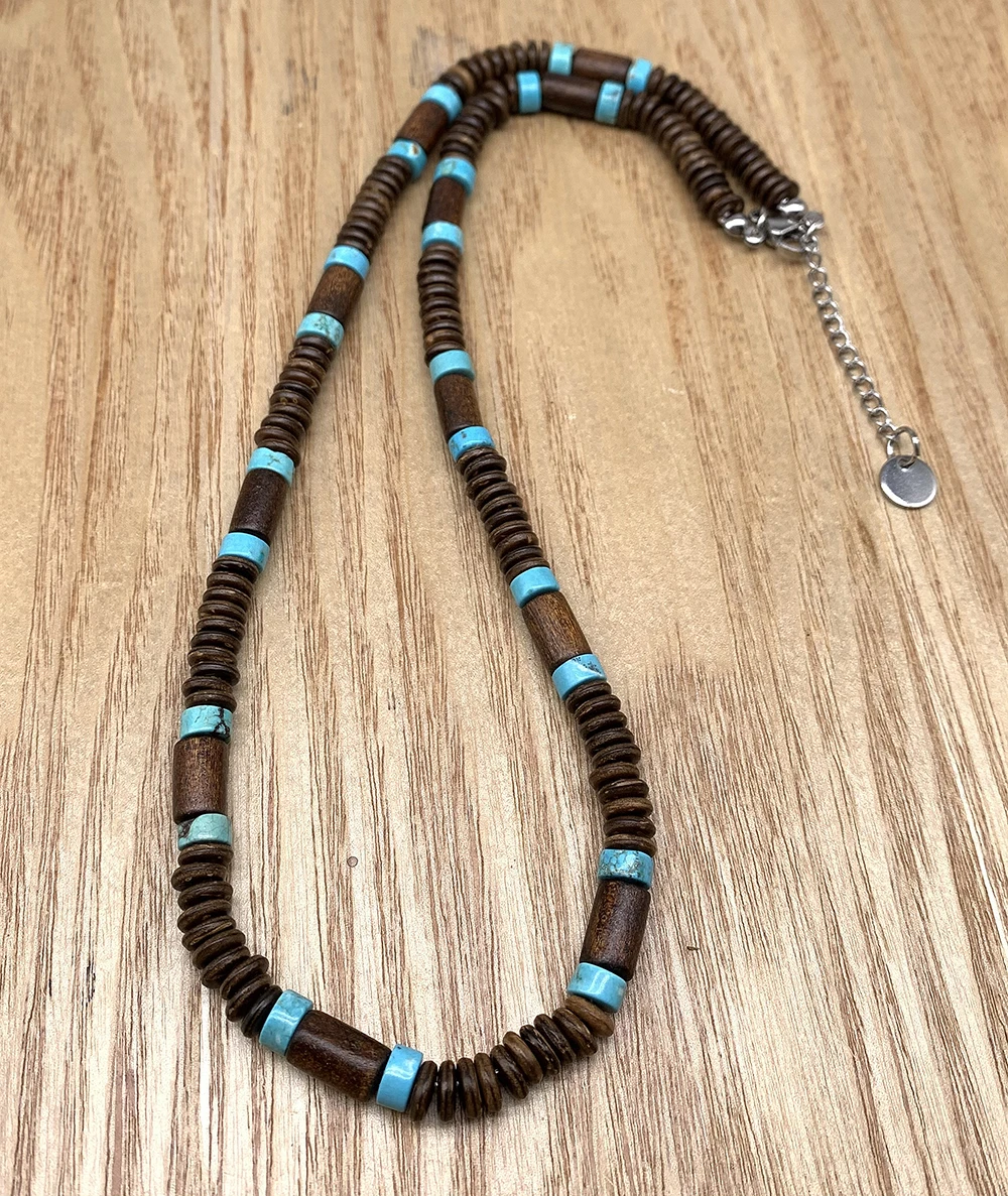 Ожерелье из натурального камня в стиле ретро с бусинами ожерелье кокосового