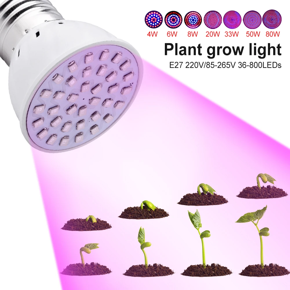 

Светодиодный гидропонный светильник для выращивания растений E27 лампа с зажимом Светодиодная лампа полного спектра 220 В УФ-лампа для рассад...