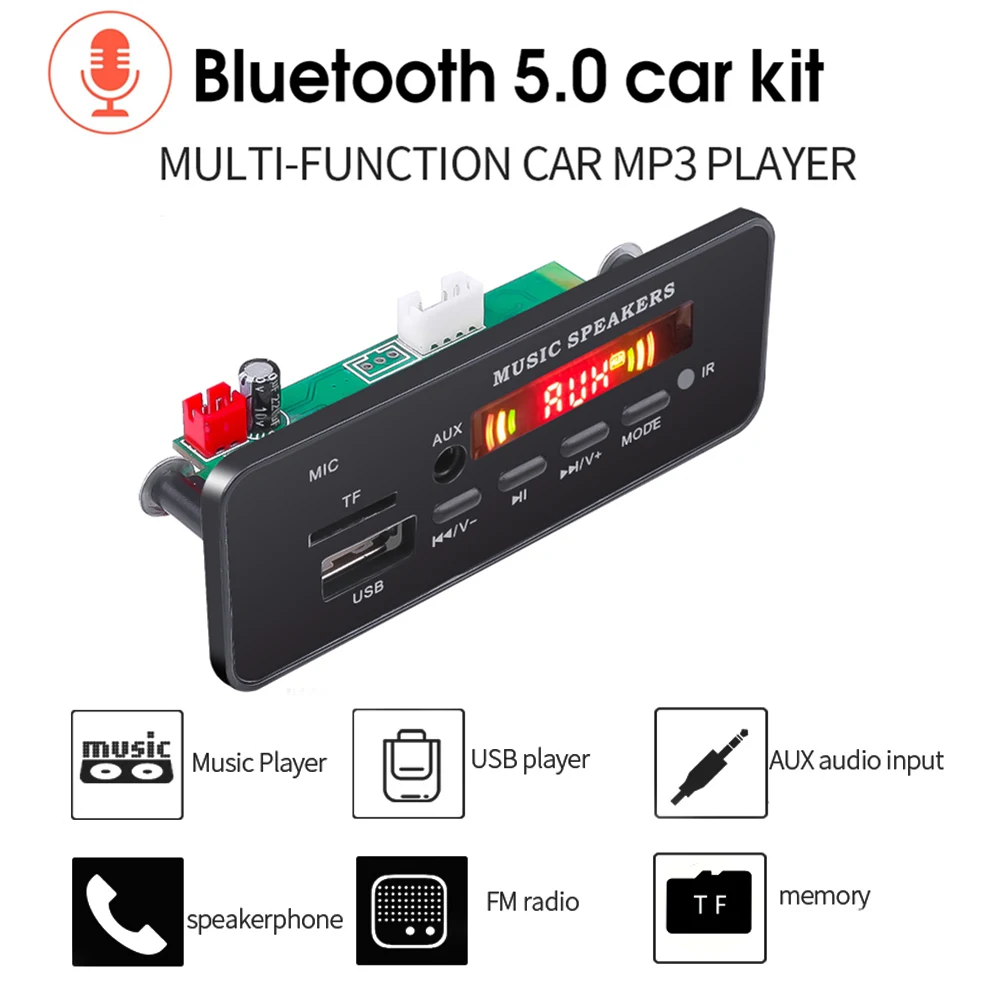 Авто Bluetooth 5 0 радио Handsfree Mp3 декодер панель беспроводной FM приемник модуль TF карта 3