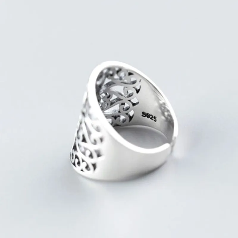 YIZIZAI кольцо с полым рисунком регулируемое открытое металлическое широкое Ретро