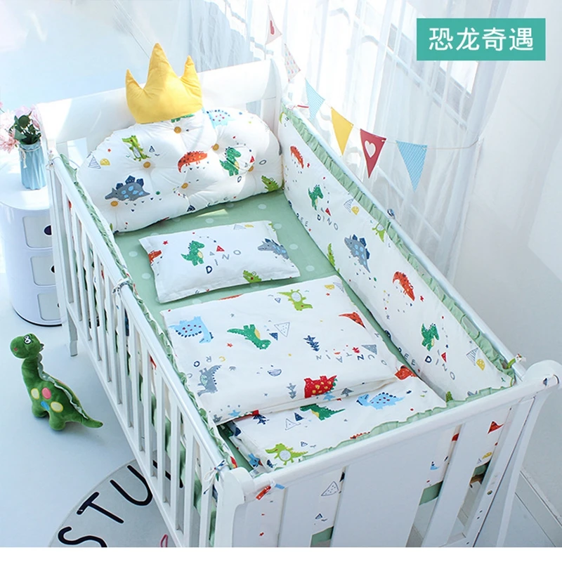 Korean Cot Bumpers Baby Bumper Pads Set On The Bed Cotton Kawaii Crown Cushions For Crib Newborns Kids Cute Room Decortions